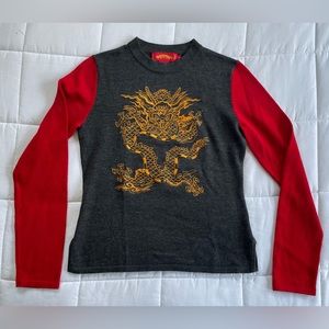 Shanghai Tang Chinese Dragon Long Sleeve Shirt Size Medium
